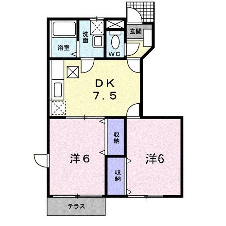 リーブラＢ 1階 2DK 賃貸物件詳細