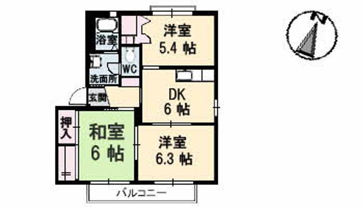 シャーメゾン大福　Ｃ棟 2階 3DK 賃貸物件詳細