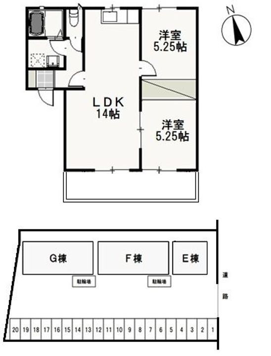 パインパレス　Ｇ 1階 2LDK 賃貸物件詳細