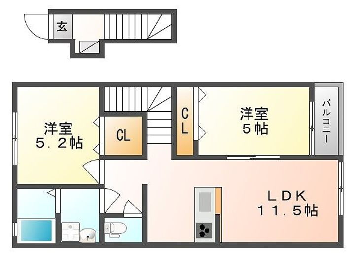 カーム福田 2階 2LDK 賃貸物件詳細