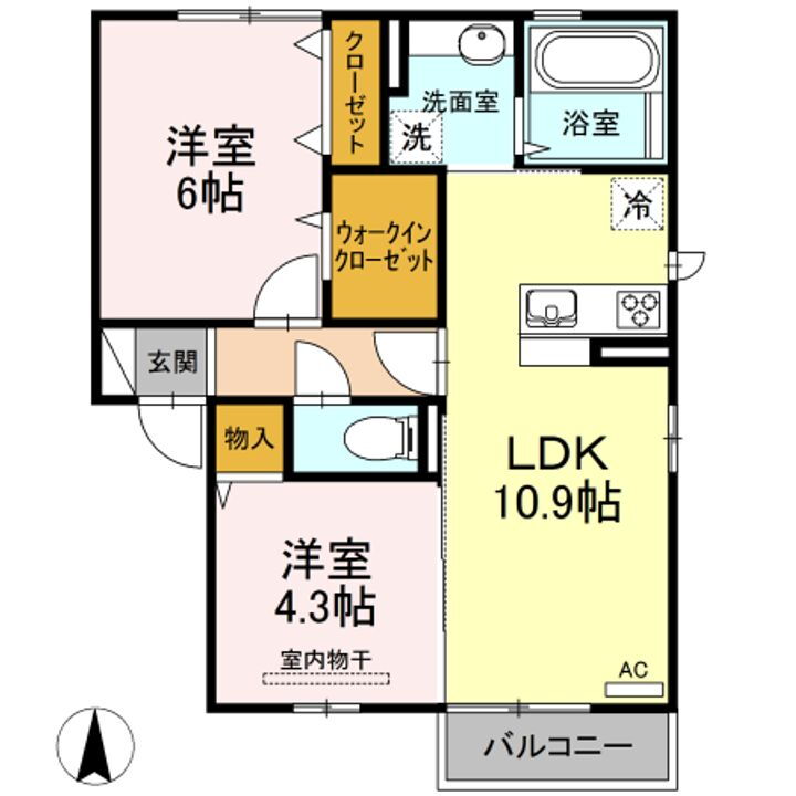 フルーレＬ 2階 2LDK 賃貸物件詳細