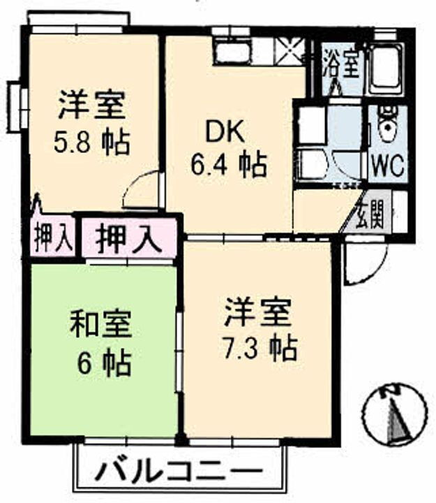 ディアス高島　Ｂ棟 2階 3DK 賃貸物件詳細
