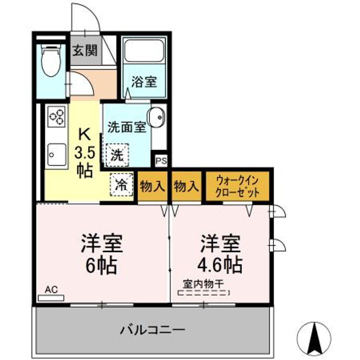 グランツ国富　 2階 2K 賃貸物件詳細