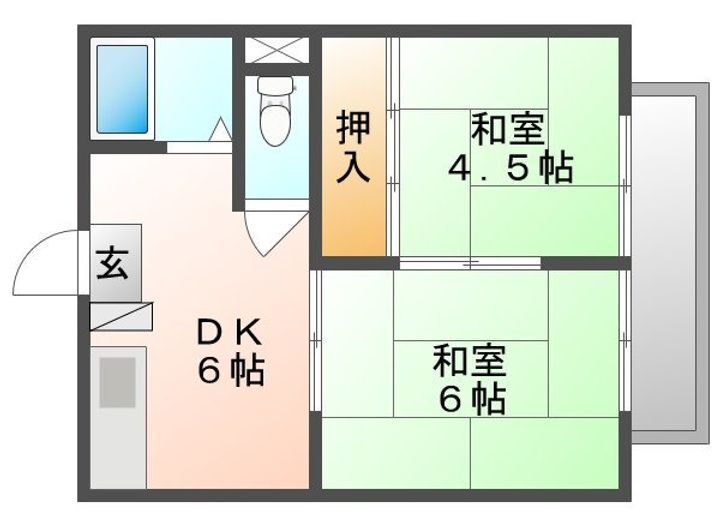 コーポ赤田　Ａ棟 1階 2DK 賃貸物件詳細