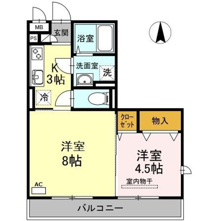 フィールドハタ 2階 1LDK 賃貸物件詳細