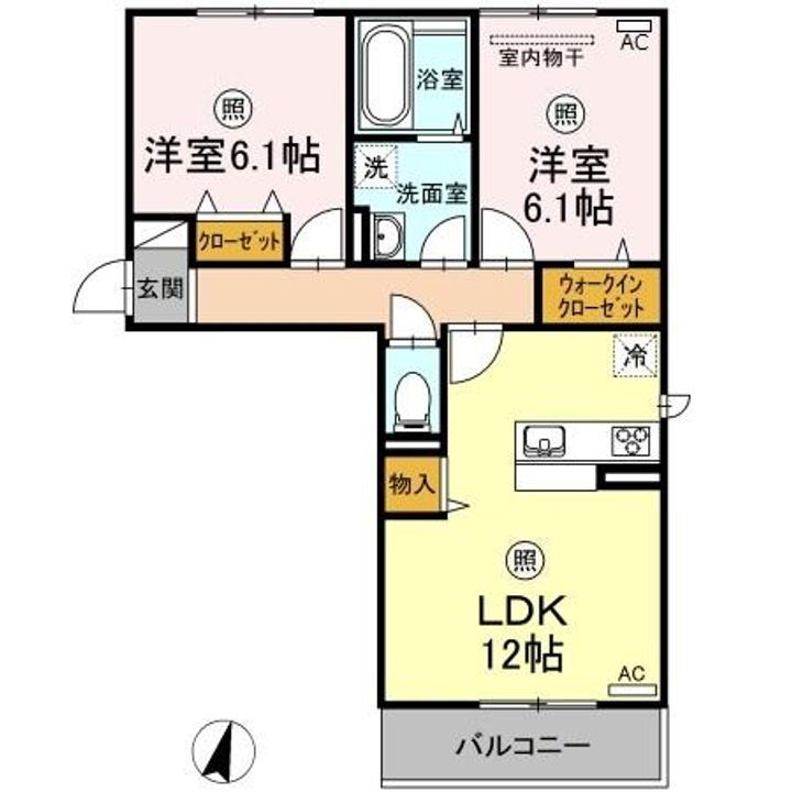 ディア・ベルジュⅠ 2階 2LDK 賃貸物件詳細