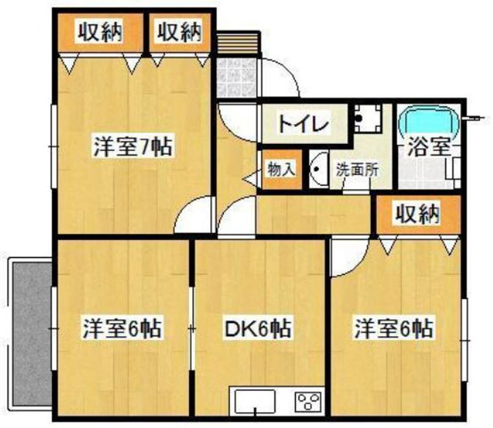 プレイヤード北長瀬Ｂ棟 2階 3DK 賃貸物件詳細