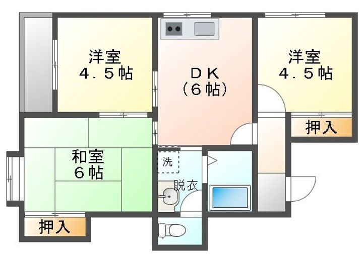岡山県岡山市北区中仙道１丁目 北長瀬駅 3DK アパート 賃貸物件詳細