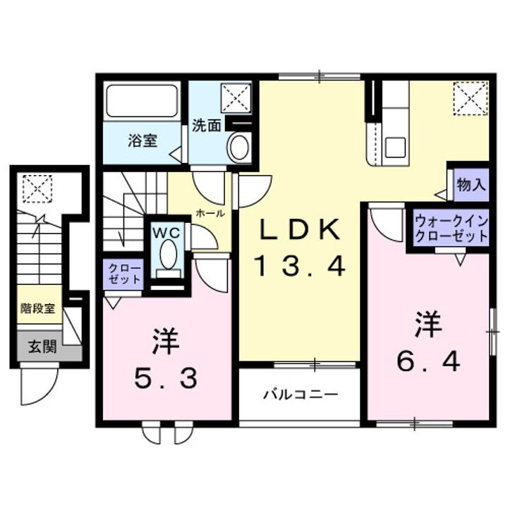レティシアⅠ 2階 2LDK 賃貸物件詳細