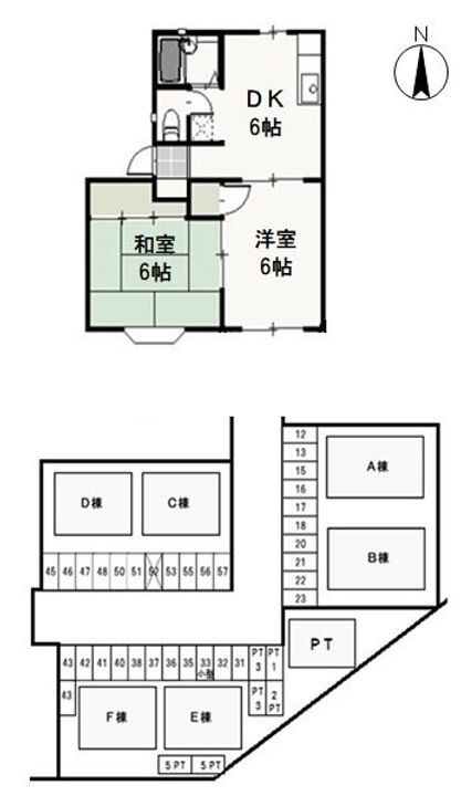 ニューハウン　Ｆ 1階 2DK 賃貸物件詳細