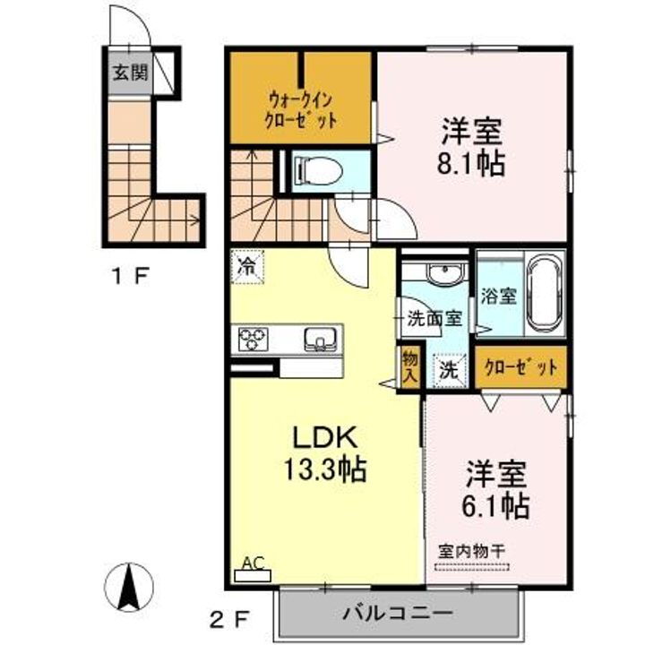フルーレ　 2階 2LDK 賃貸物件詳細