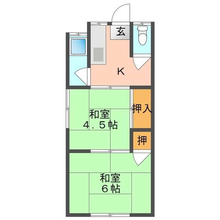ことぶき荘Ａ，Ｂ，Ｃ棟 2階 2K 賃貸物件詳細