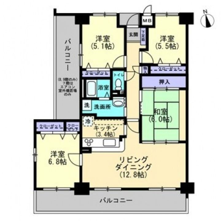 サーパス藤原西町 8階 4LDK 賃貸物件詳細