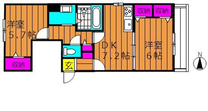 チッタ・デ・国府 2階 2DK 賃貸物件詳細