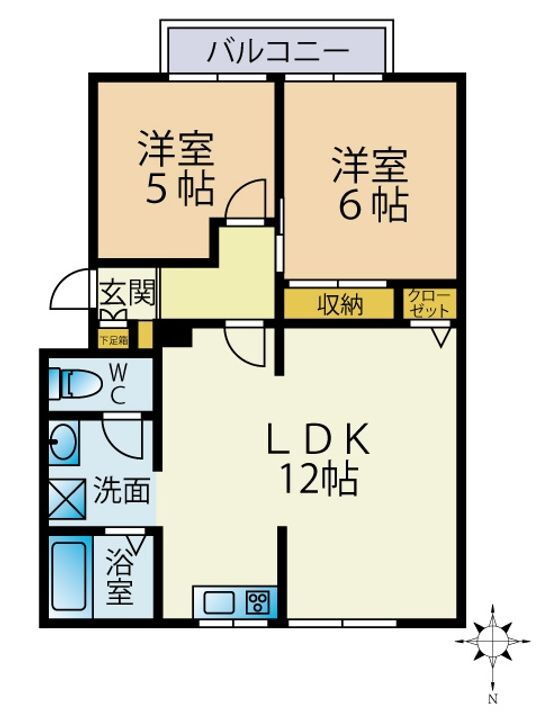 コーポシルフ 2階 2LDK 賃貸物件詳細