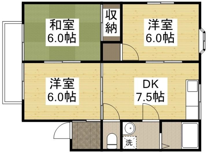 エクセルフラッツⅠ 2階 3DK 賃貸物件詳細