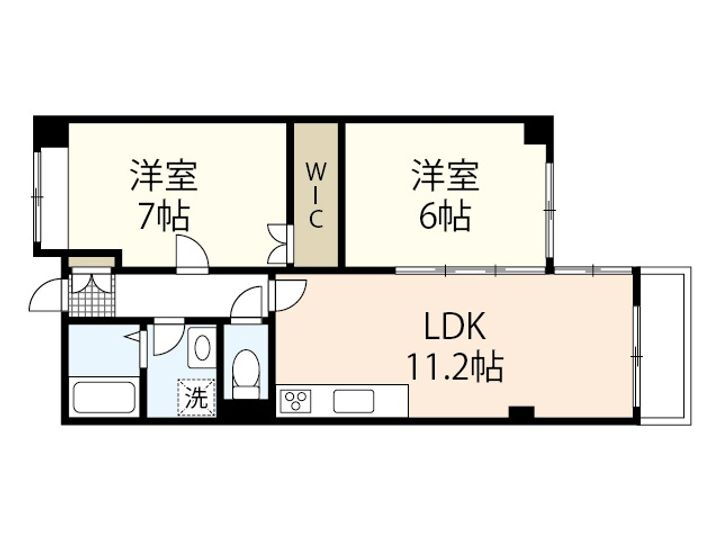 ロジェ岡山 6階 2LDK 賃貸物件詳細