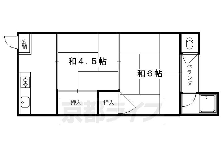 京都府京都市右京区嵯峨野芝野町 太秦駅 2DK アパート 賃貸物件詳細