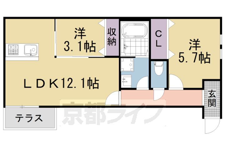 Ｐｏｒｔｏｆｉｎｏ桂川Ｌｕｓｓｏ 1階 2LDK 賃貸物件詳細