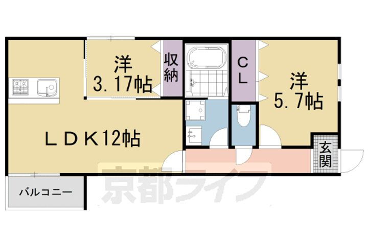 Ｐｏｒｔｏｆｉｎｏ桂川Ｌｕｓｓｏ 3階 2LDK 賃貸物件詳細