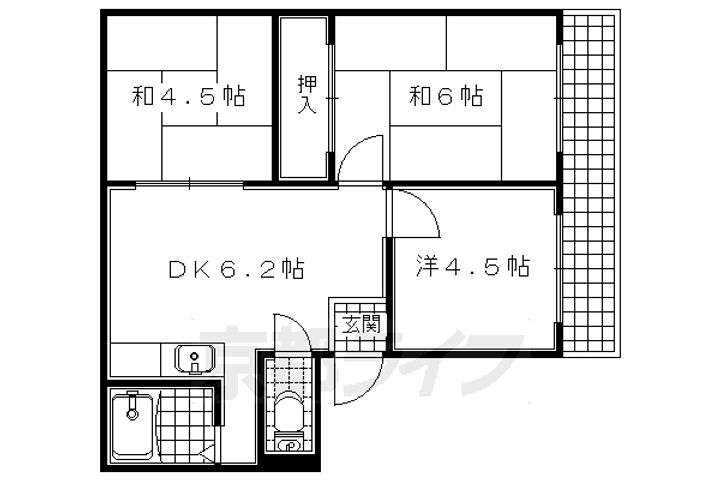 京都府城陽市富野 富野荘駅 3DK アパート 賃貸物件詳細