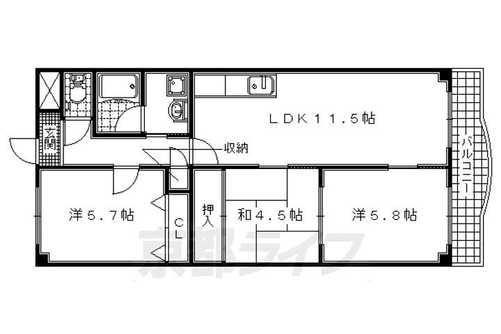 京都府京田辺市薪天神堂 新田辺駅 3LDK マンション 賃貸物件詳細