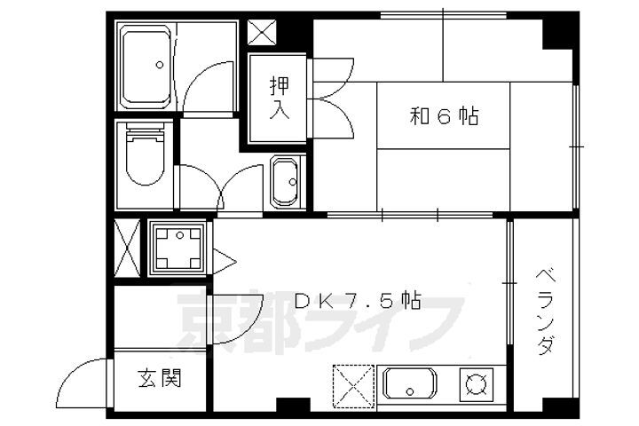 京都府京都市山科区勧修寺西金ケ崎 椥辻駅 1DK マンション 賃貸物件詳細