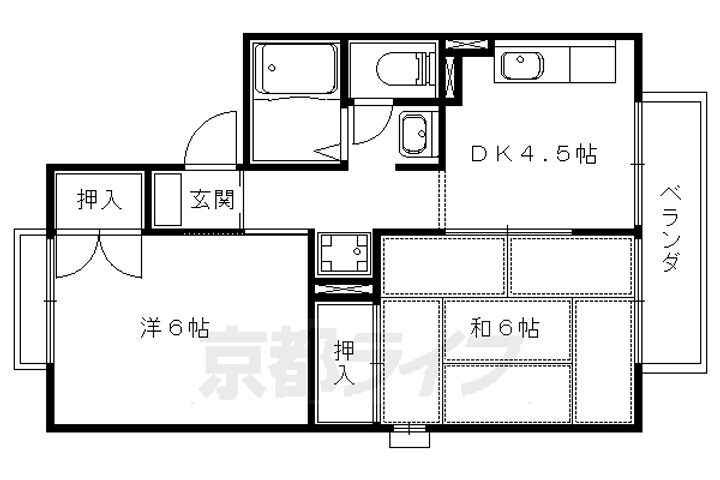 京都府京都市山科区勧修寺平田町 椥辻駅 2DK アパート 賃貸物件詳細