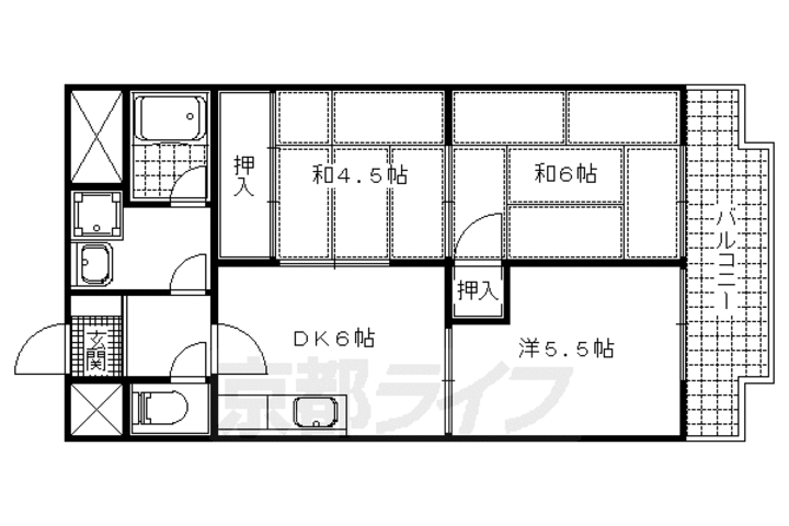 京都府京都市山科区椥辻東潰 椥辻駅 3DK マンション 賃貸物件詳細