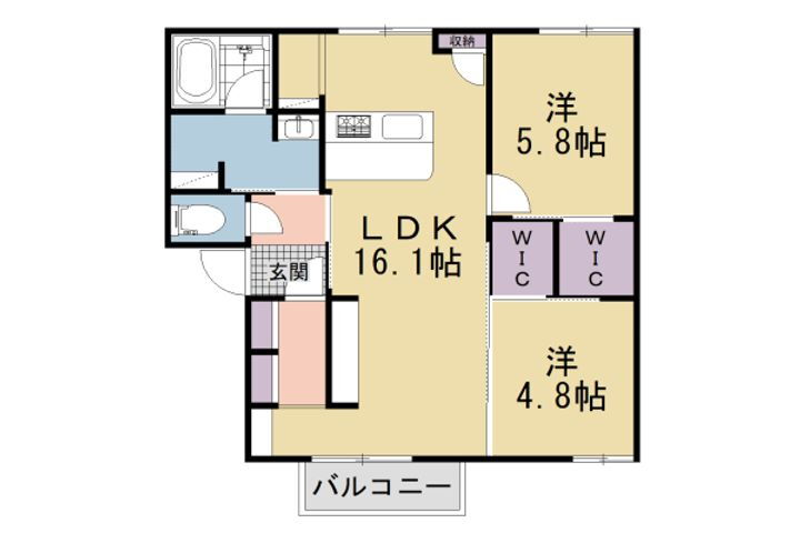 苺ハイツ 2階 2LDK 賃貸物件詳細