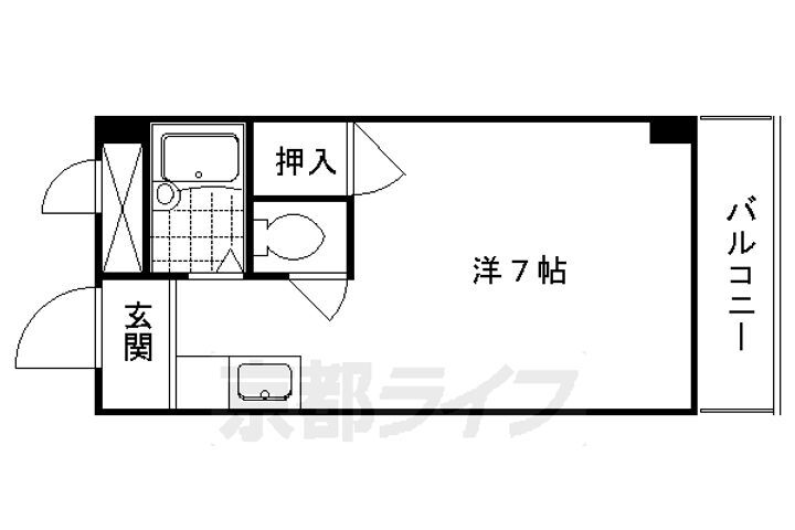 パピヨン宇多野 3階 1K 賃貸物件詳細