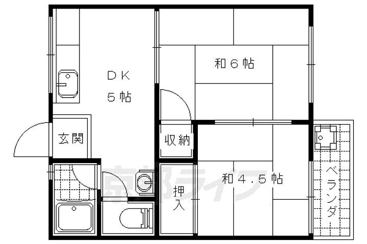 京都府京都市山科区日ノ岡朝田町 御陵駅 2DK アパート 賃貸物件詳細