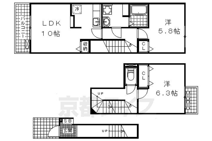 滋賀県大津市真野５丁目 小野駅 2LDK アパート 賃貸物件詳細