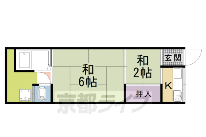 京都府京都市右京区嵯峨野芝野町 太秦駅 2K アパート 賃貸物件詳細