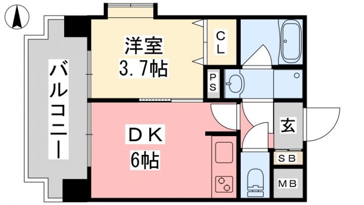 ツイン・ハーモニー道後Ⅱ 3階 1DK 賃貸物件詳細