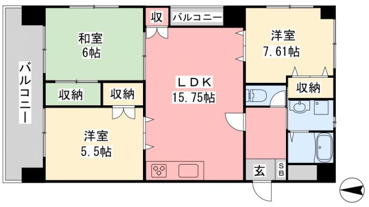 スプリエ道後Ⅱ 2階 3LDK 賃貸物件詳細