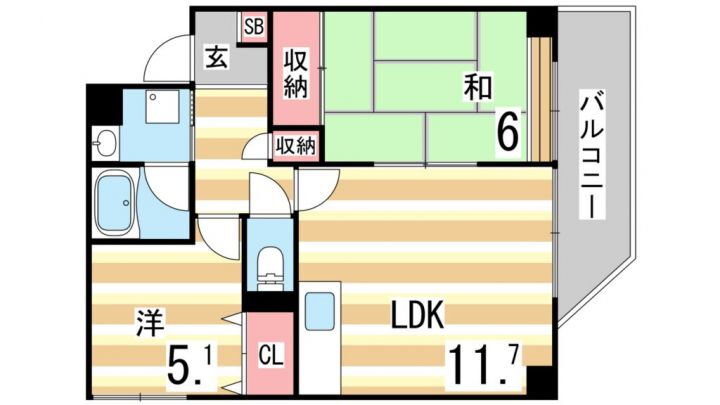 ハウゼケイ魚崎 4階 2LDK 賃貸物件詳細