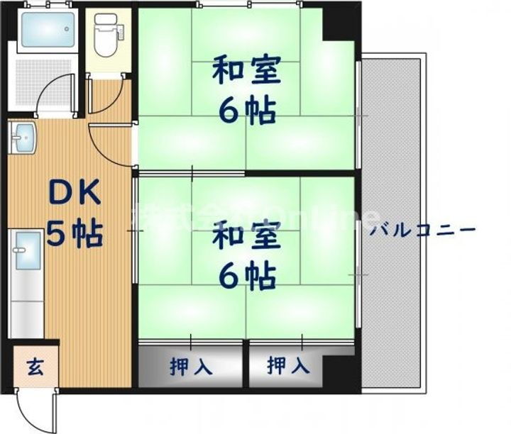 こがねグランドハイツ 5階 2DK 賃貸物件詳細