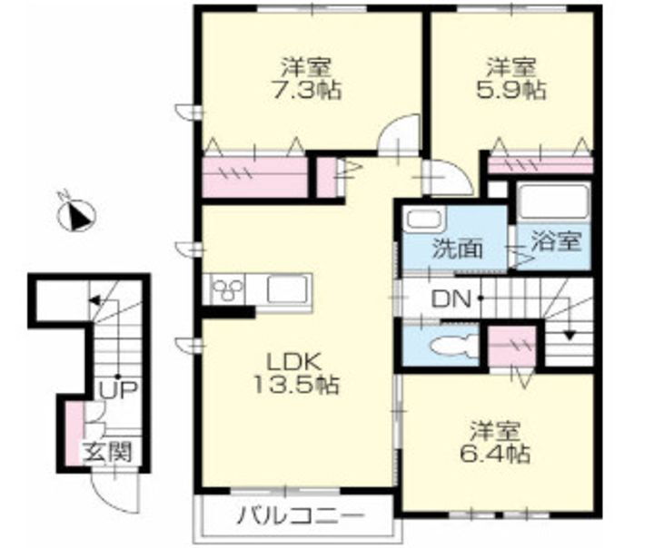 徳島県板野郡北島町中村字本須 徳島駅 3LDK アパート 賃貸物件詳細