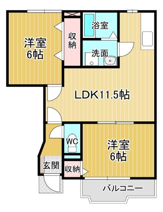 アビテ雅Ｂ 1階 2LDK 賃貸物件詳細