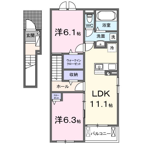 福岡県直方市大字感田 新入駅 2LDK アパート 賃貸物件詳細