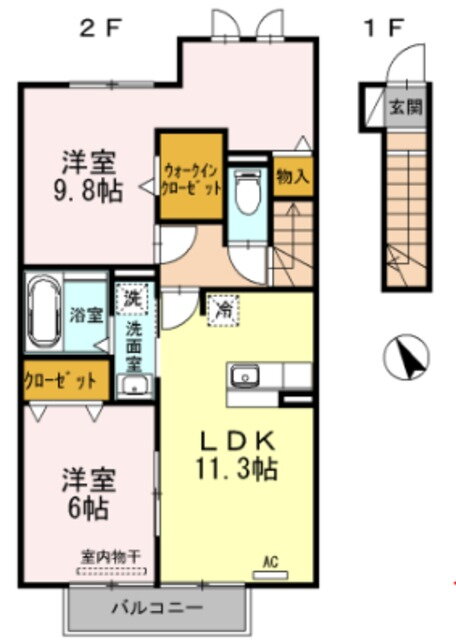 ミラ　モンテⅠ 2階 2LDK 賃貸物件詳細