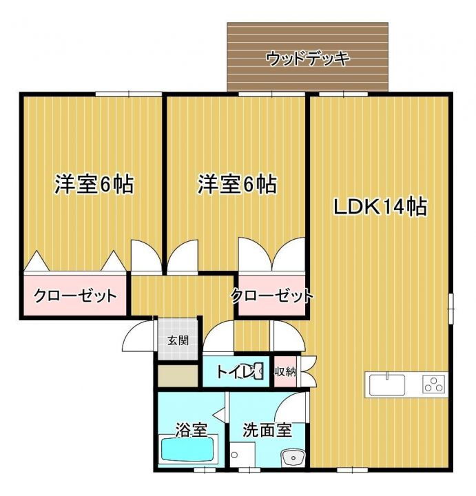 コスモス・ヤエＡ 2階 2LDK 賃貸物件詳細