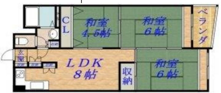 旭コーポＣ棟 2階 3LDK 賃貸物件詳細