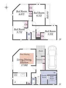  建物参考プラン　価格：1,530万円　面積：95.02m2