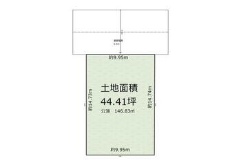  土地価格２８００万円、土地面積１４６．８３ｍ２　（約４４．４１坪）　建ぺい率６０％、容積率２００％