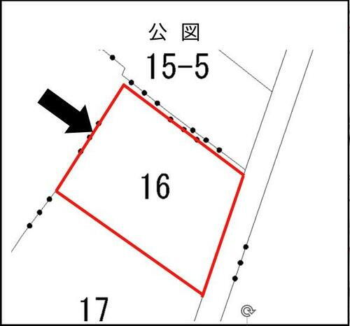  公図（地番１６、赤枠部分）