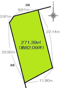  北西の角地　約８２坪のお土地です。