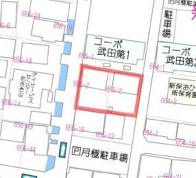  ２区画分の広さの地図上からの土地図