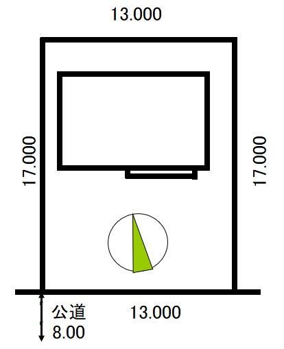 上野幌一条３　２０３０万円 土地価格2030万円、土地面積221m<sup>2</sup> 区画図（６６．８５坪）南向き